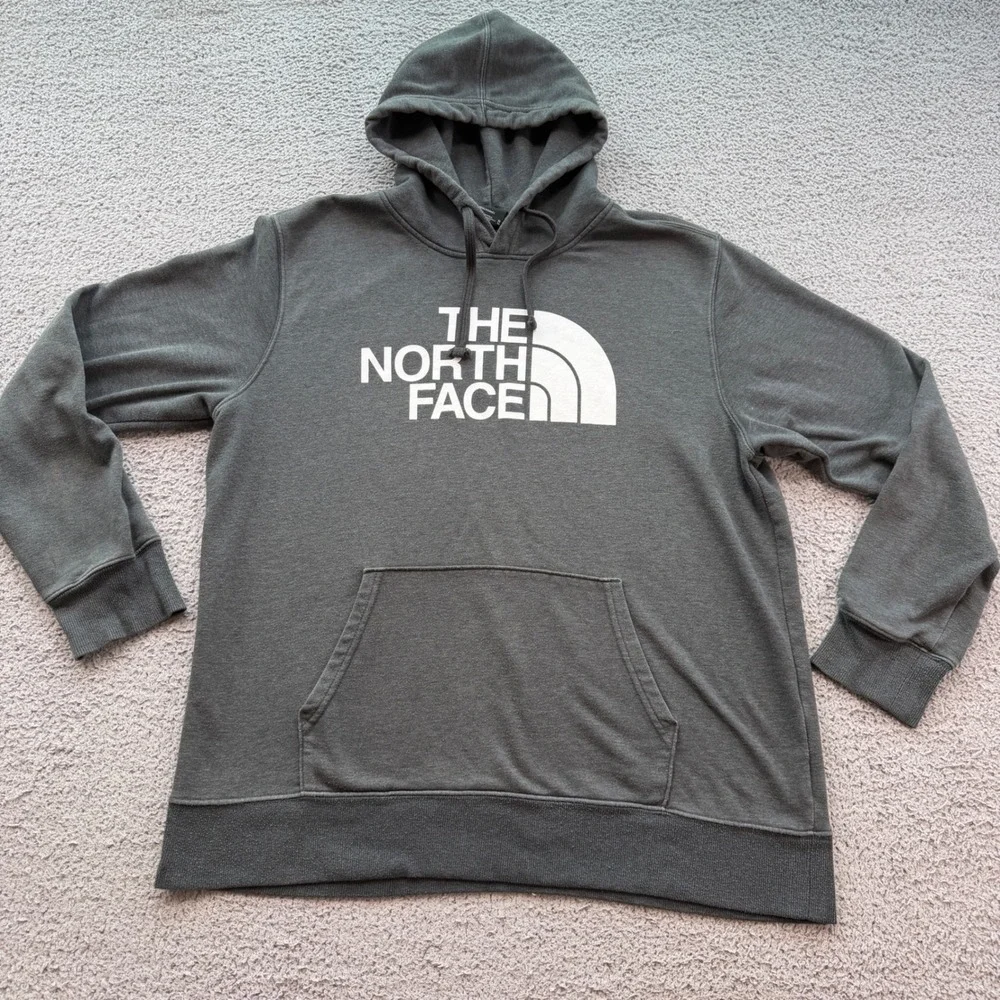 The North Face Mens XL Gray Fleece Hoodie Half Dome Logo Pullover 6169